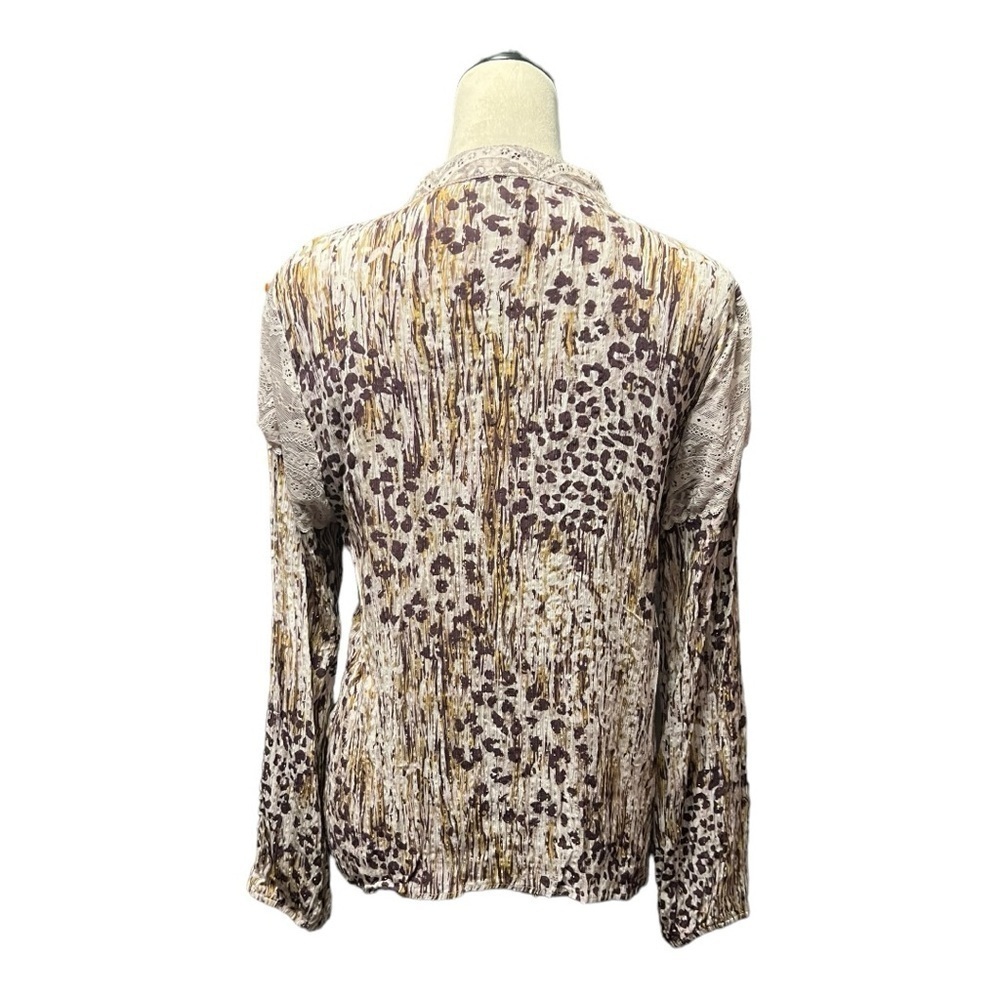 Gimmicks stretchy animal print gold metallic lace western top size L EUC - Picture 8 of 12